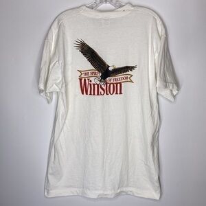 Vintage Winston Cigarettes Pocket Single Stitch Tshirt FOTL White XL